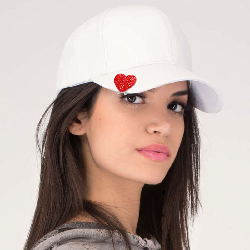 Hat Clip med Swarovski Crystal markør (Red Heart)